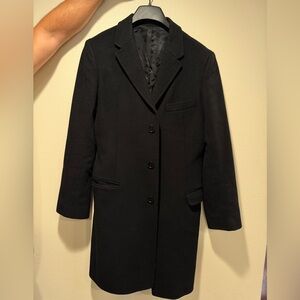 Roberto Cavalli Black Single-Breasted Wool Trench Coat